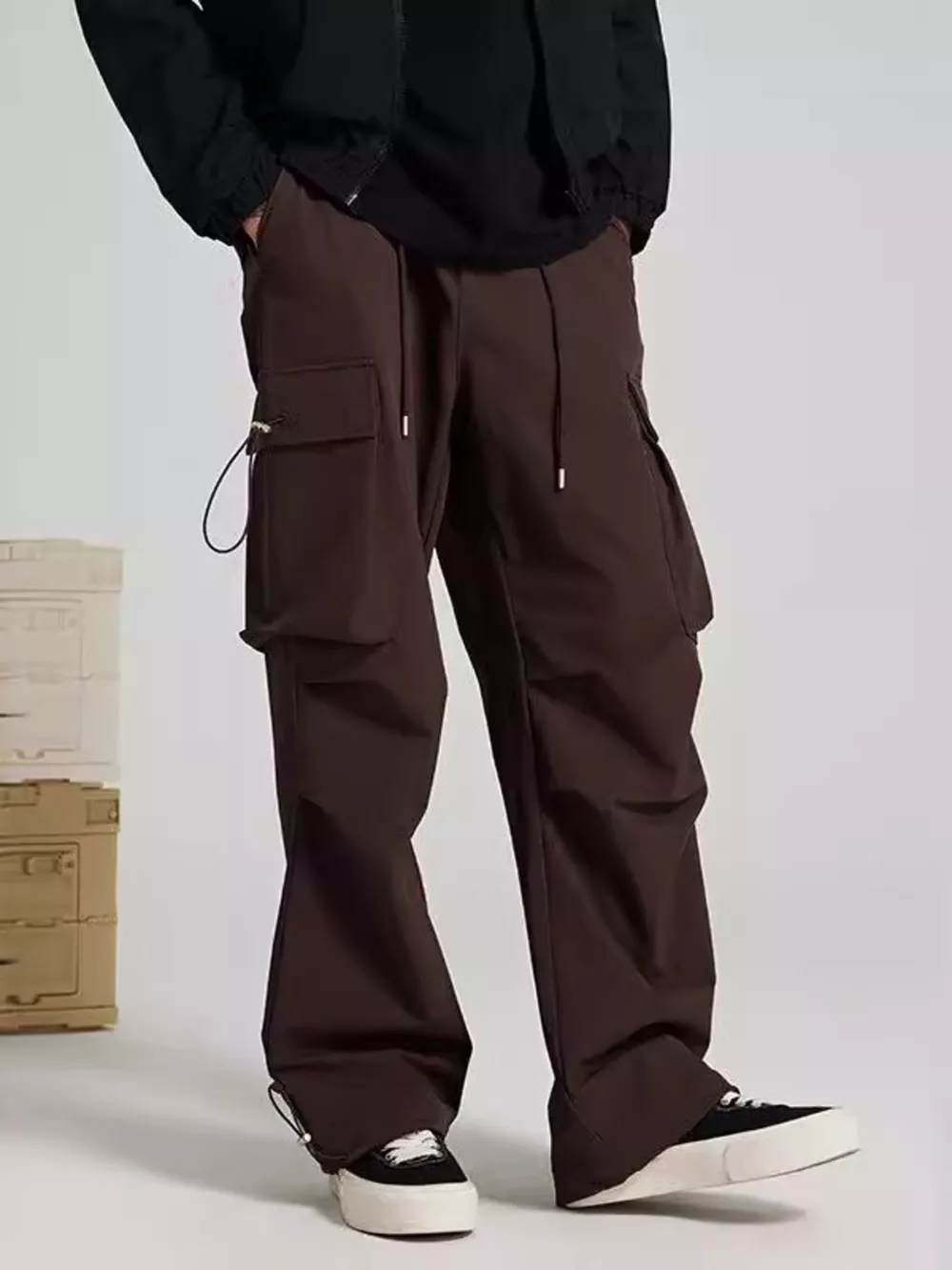 Men's Wide Leg Pants with Cargo Pockets, image 3