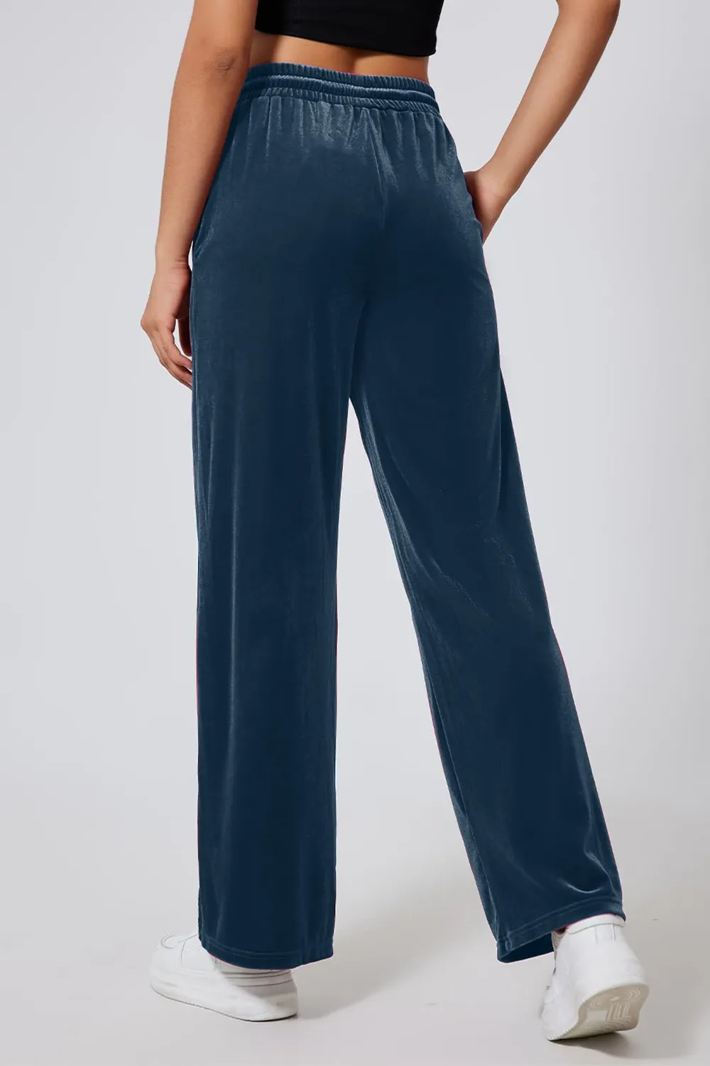 Drawstring Elastic Waist Straight Leg Pants, image 20