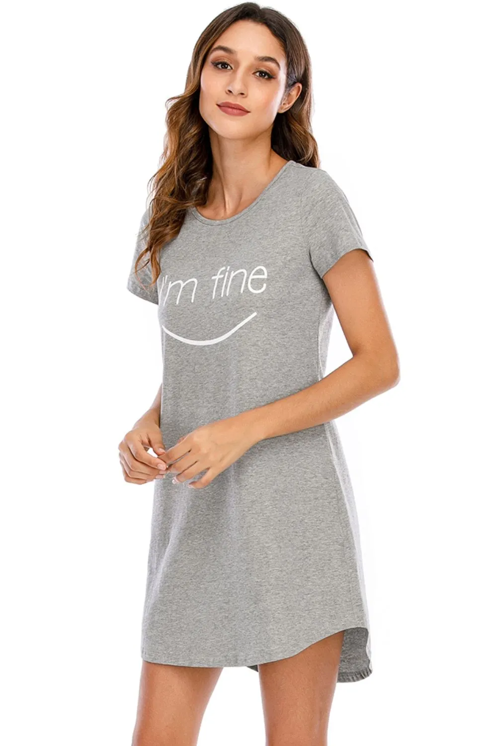 Graphic Round Neck Short Sleeve Lounge Dress, image 5