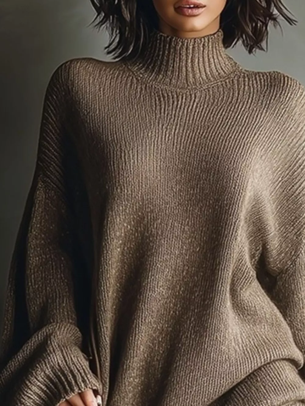 Oversized Mock Neck Long Sleeve Sweater Dress, image 10