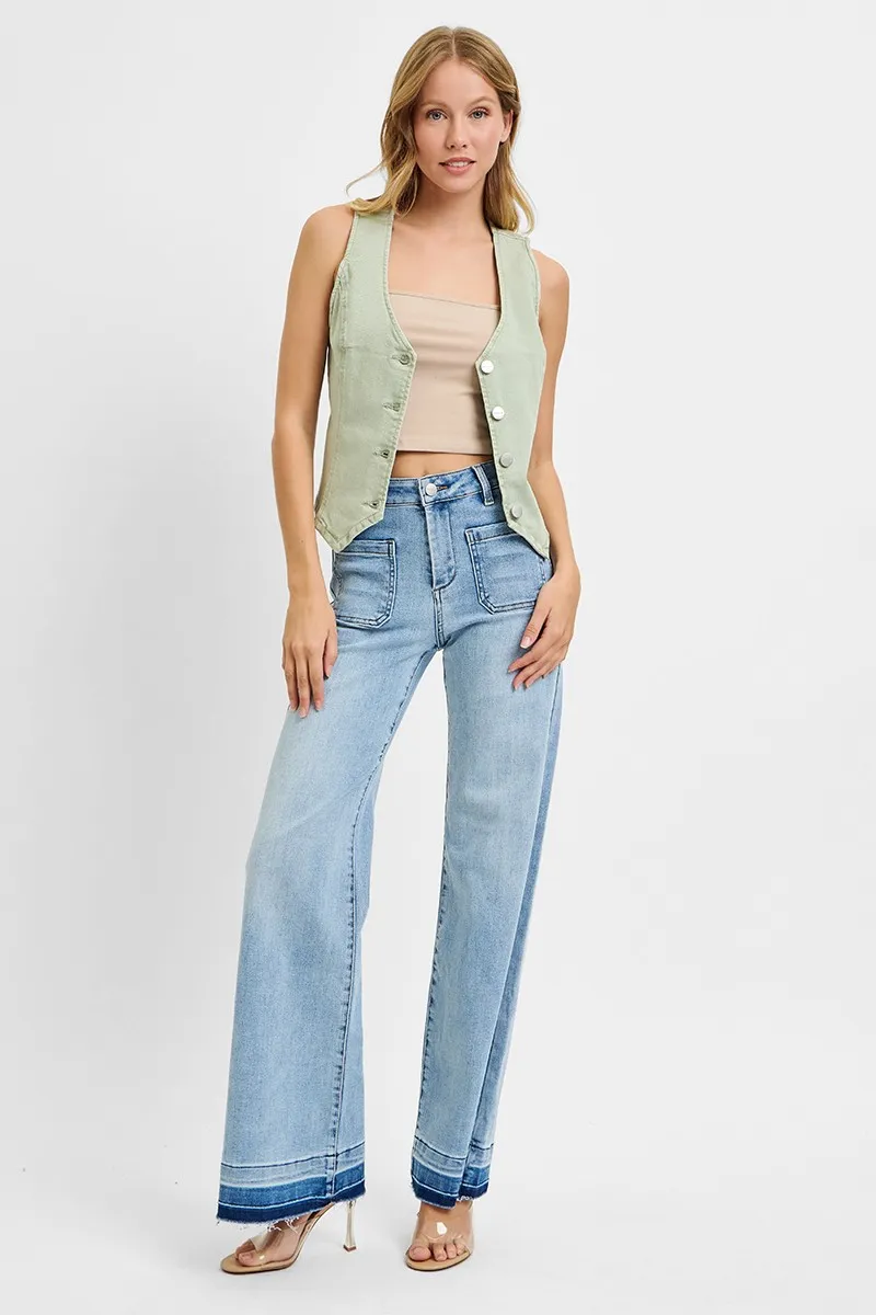 Full Size V Neck Button Down Vest Plus Size, image 6