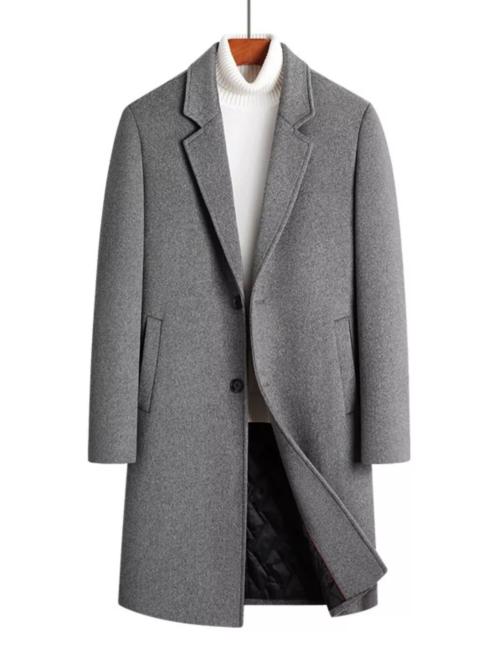 Men's Plus Size Classic Button Up Overcoat, image 2