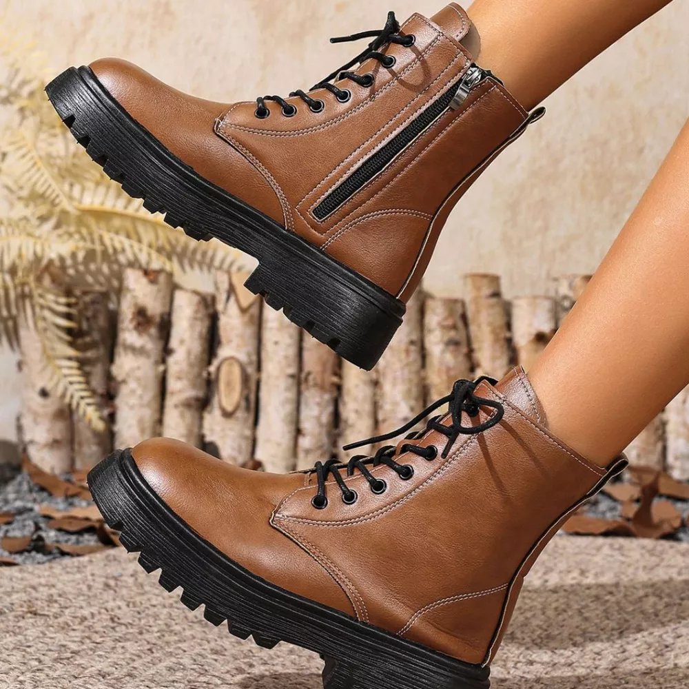 Round Toe Block Heels Boots, image 4