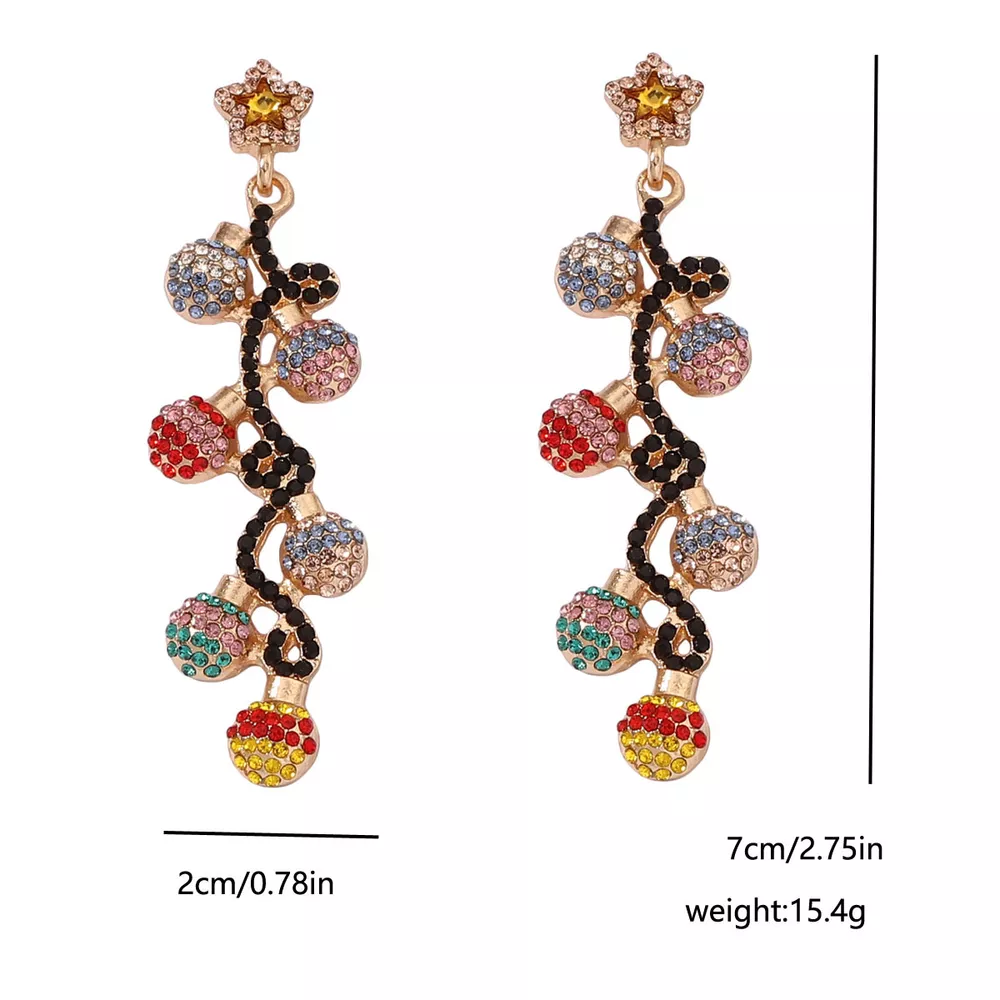 Christmas 18K Gold-Plated Rhinestone Earrings, image 6