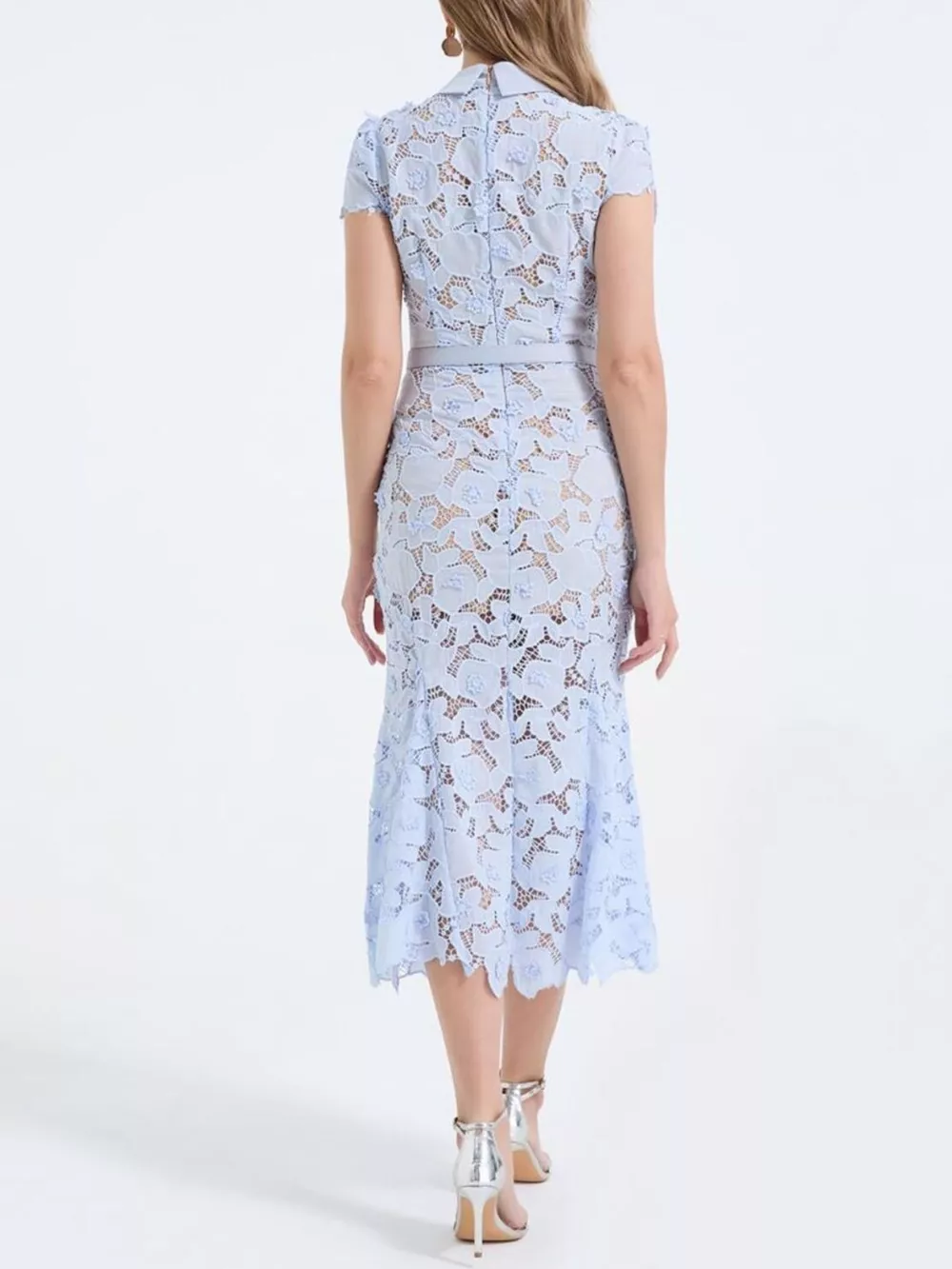 Floral Lace Short Sleeve Midi Dress, image 16