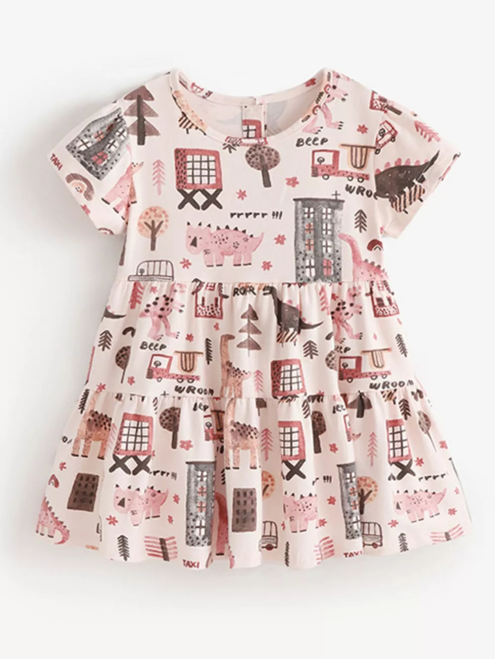 Children's Tiered Cartoon Print Casual Dress, image 2