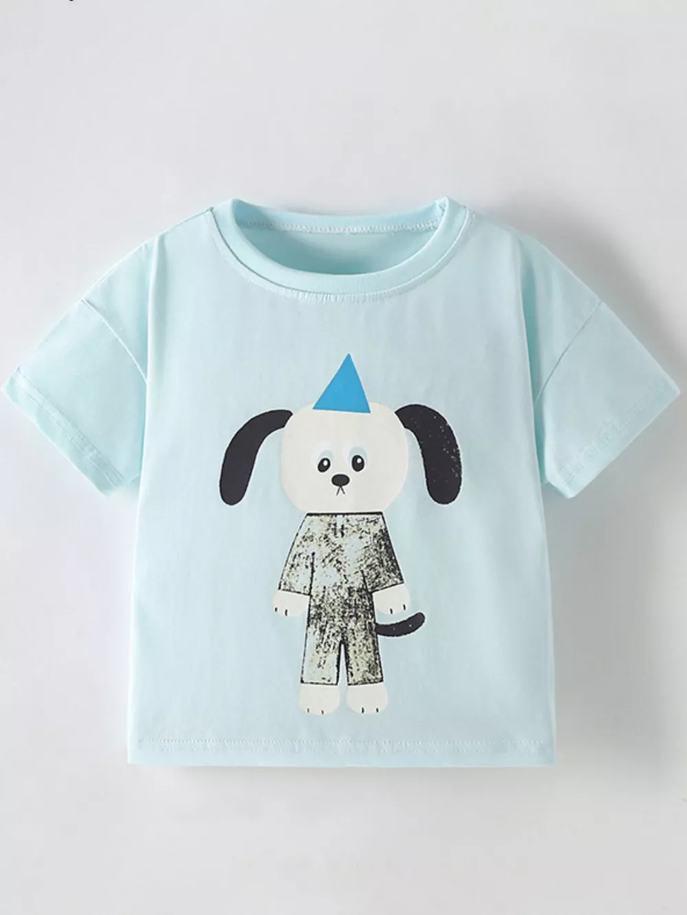 Children's Cute Cartoon Dog Graphic Short Sleeve T-Shirt