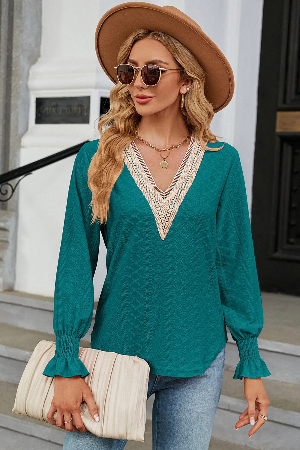 V-Neck Flounce Sleeve T-Shirt, image 14