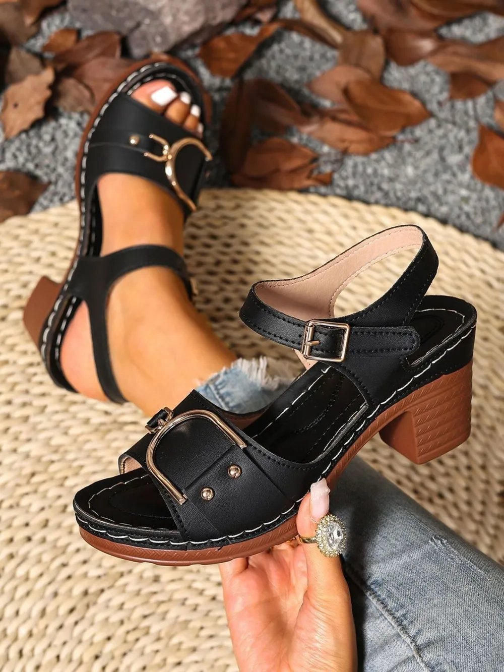 Open Toe Block Heels Sandals, image 6