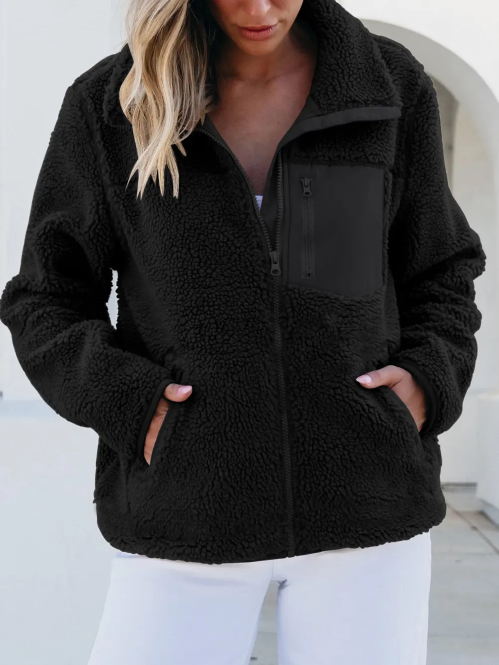 Zip Up Long Sleeve Plush Jacket, image 13
