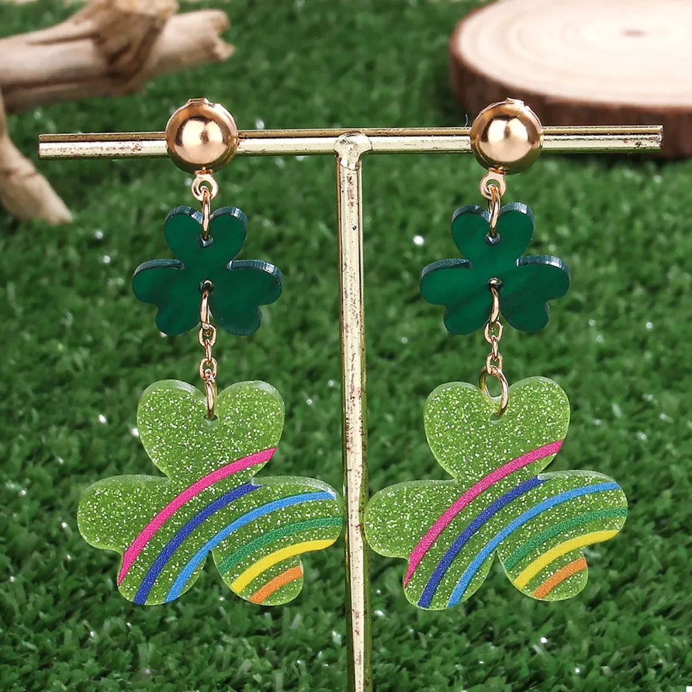 Lucky Clover Dangle Earrings, image 3