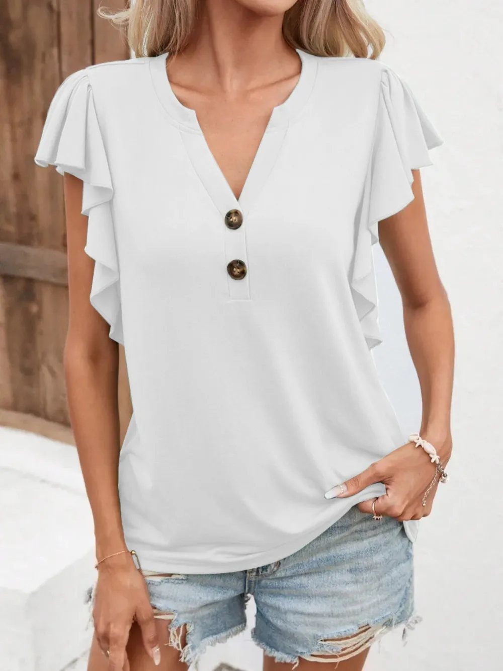 Notched Cap Sleeve T-Shirt, image 8