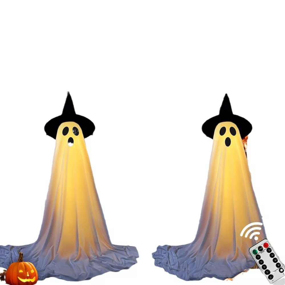 Halloween Lighted Ghost with Witch Hat 2 Piece Set, image 5