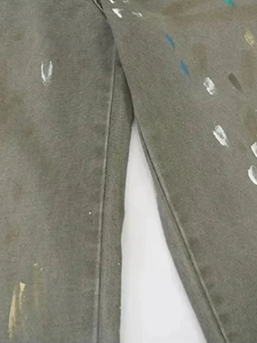 Men's Vintage Washed Paint Splatter Wide Leg Jeans, image 6