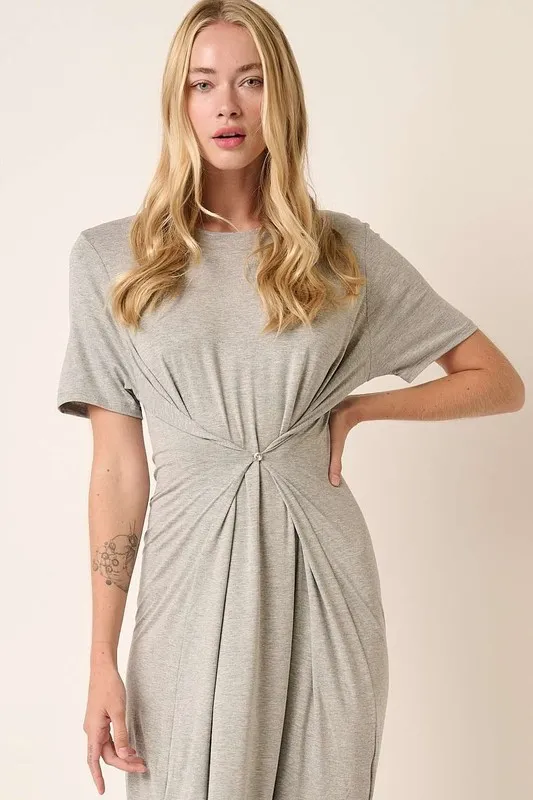 Side Slit Round Neck Short Sleeve Dress
