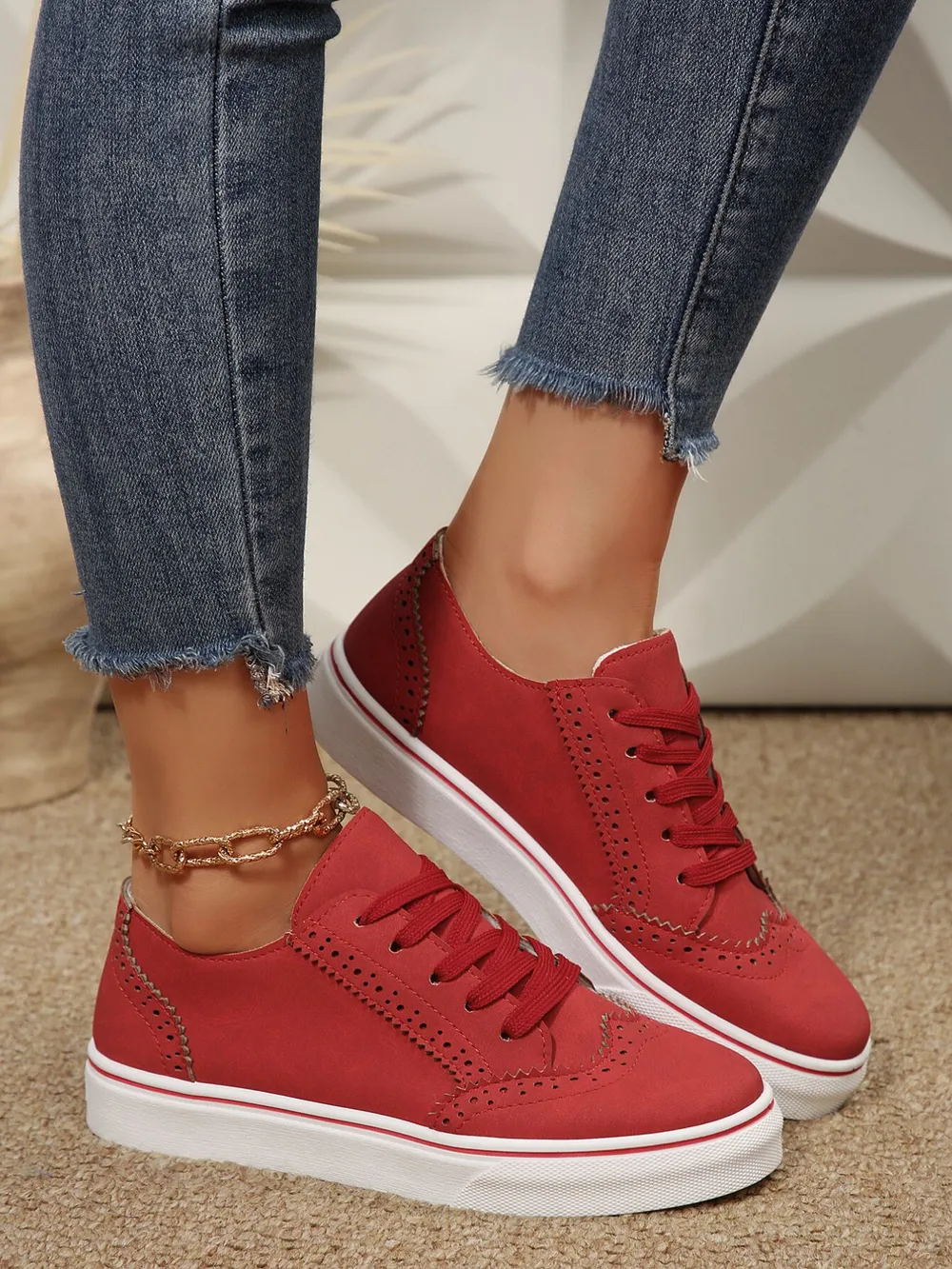 Lace Up Round Toe Platform Sneakers, image 2