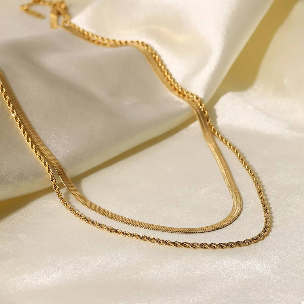 18K Gold-Plated Stainless Steel Layered Necklace, image 2