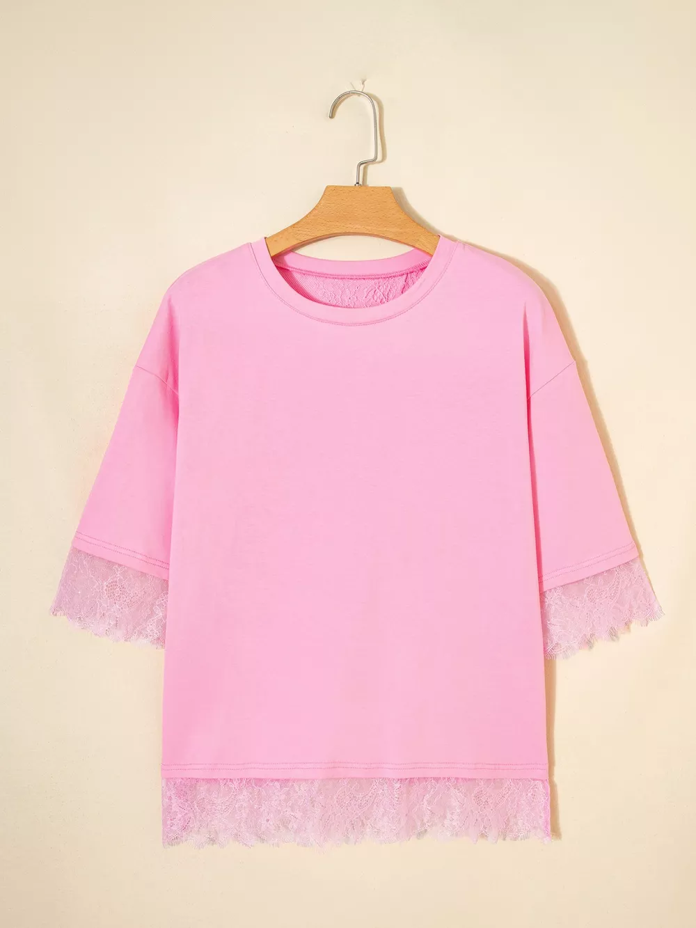 Floral Lace Patchwork Half Sleeve Oversize Tee, image 4