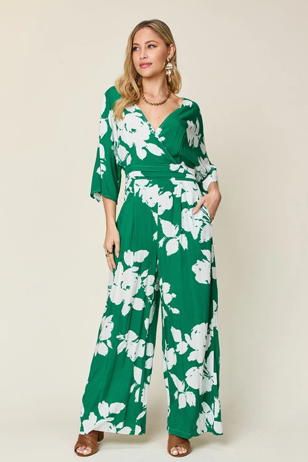 Full Size Printed Tie Back Wide Leg Jumpsuit, image 3