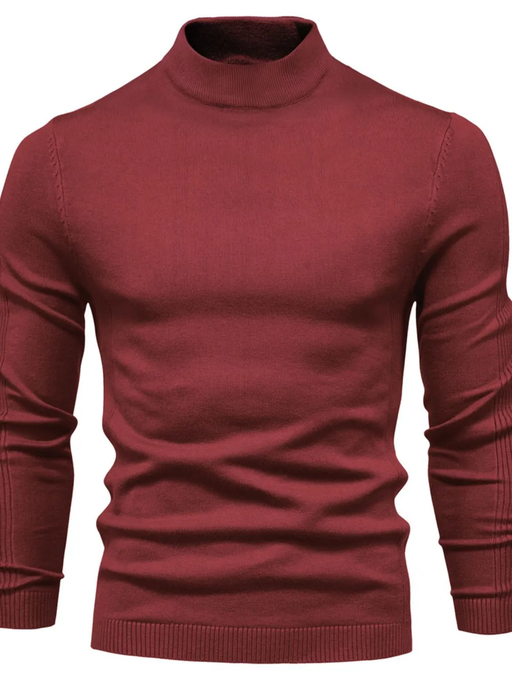 Men's Mock Neck Long Sleeve Sweater, image 9