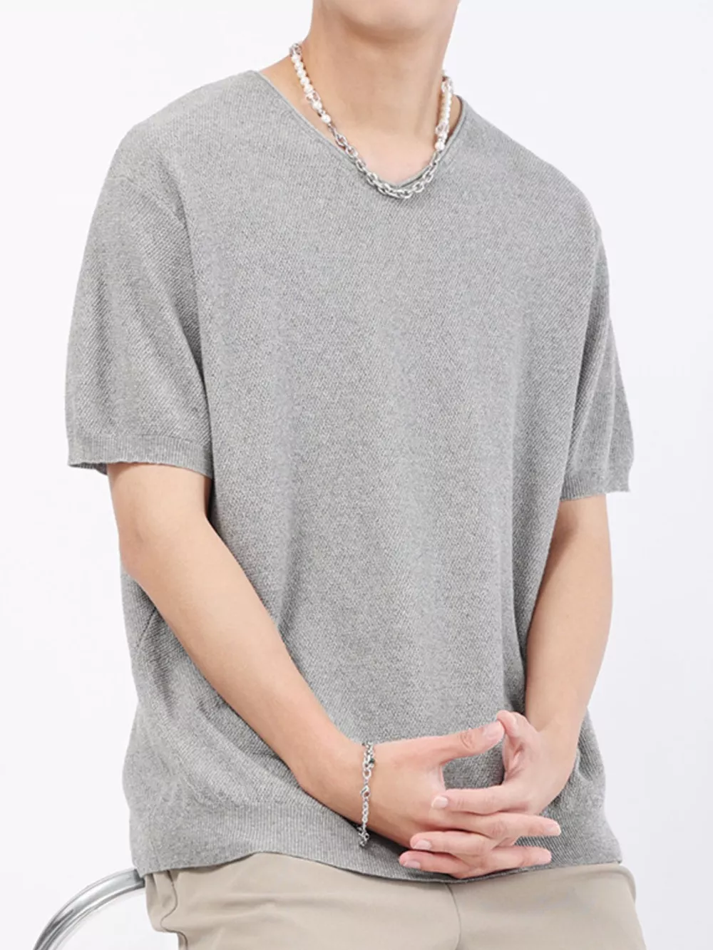 Men's Plus Size Casual Knit Short Sleeve T-Shirt, image 3