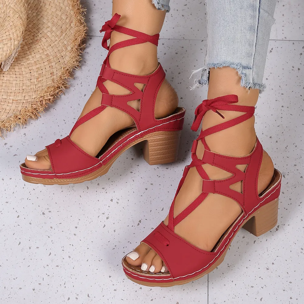 Lace-Up Block Heel Sandals, image 7
