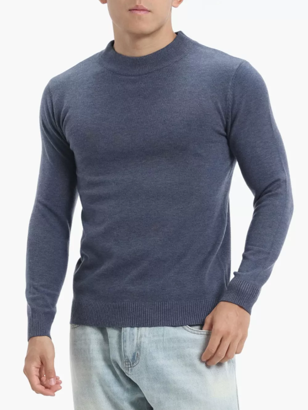 Men's Plus Size Slim-Fit Mock Neck Knit Top, image 2