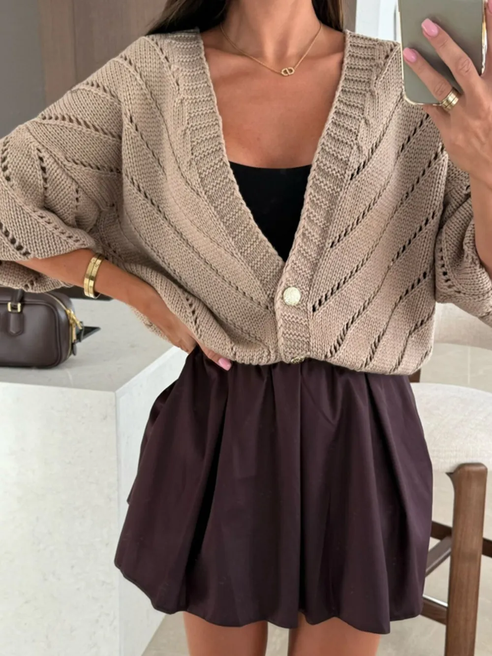Openwork Long Sleeve Cardigan, image 7
