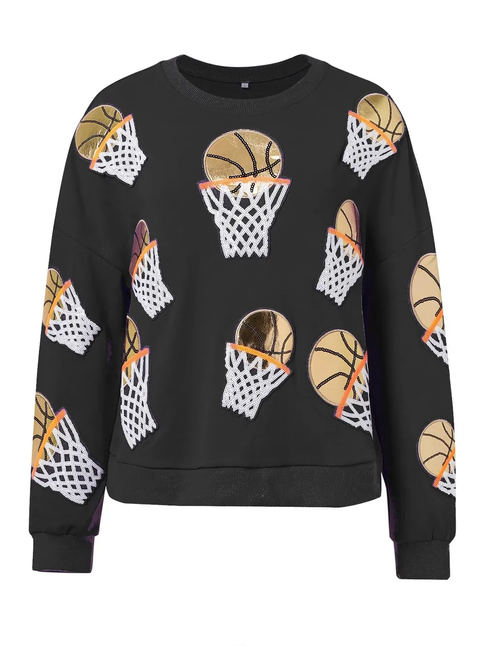 Basketball Round Neck Long Sleeve Sweatshirt, image 2