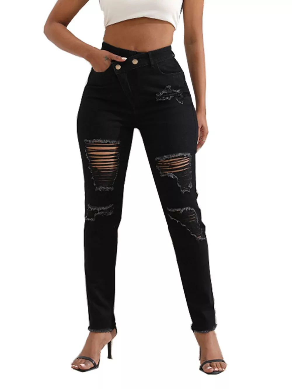 Distressed High-Waisted Jeans, image 4