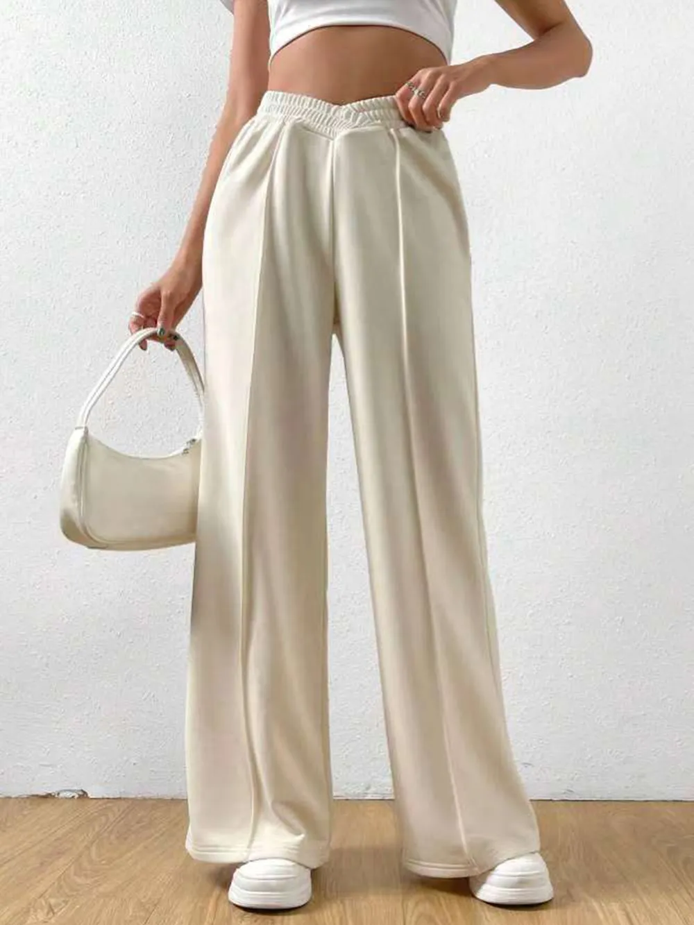 Elastic Waist Wide Leg Pants, image 4