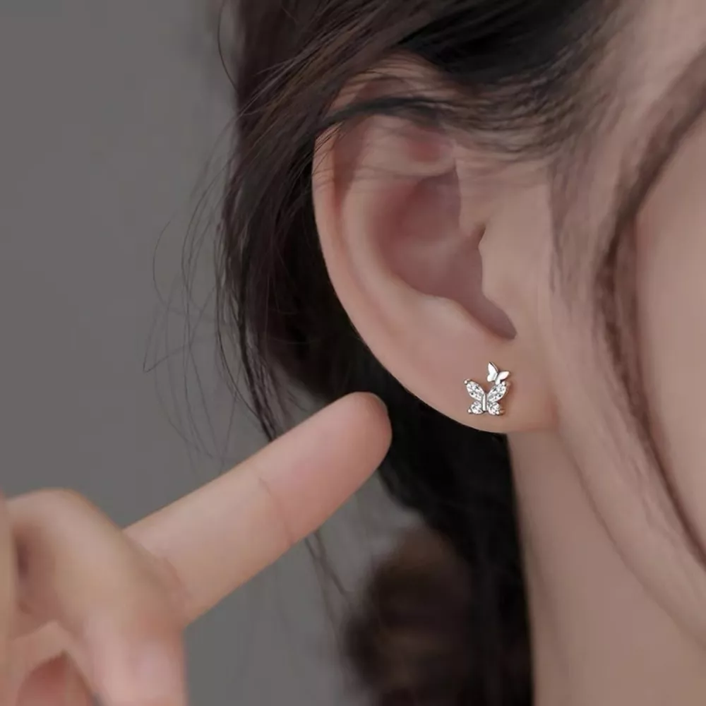 925 Sterling Silver Butterfly Stud Earrings, image 3