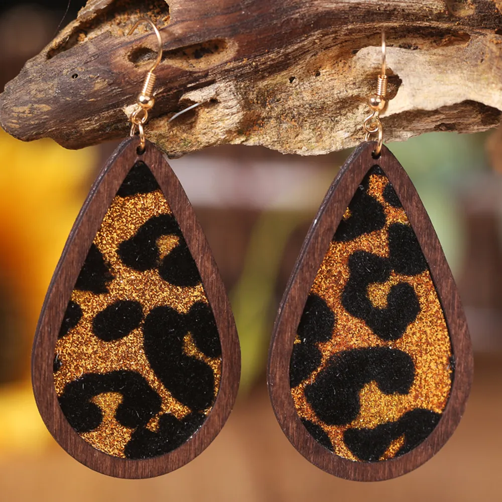 Sequin Wood Teardrop Earrings, image 7