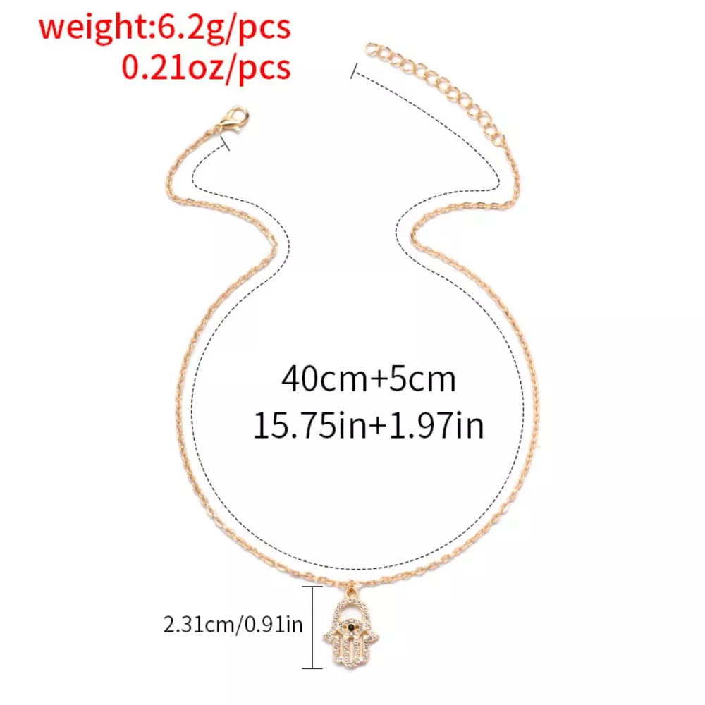 Zinc Alloy Rhinestone Evil Eye Necklace, image 9