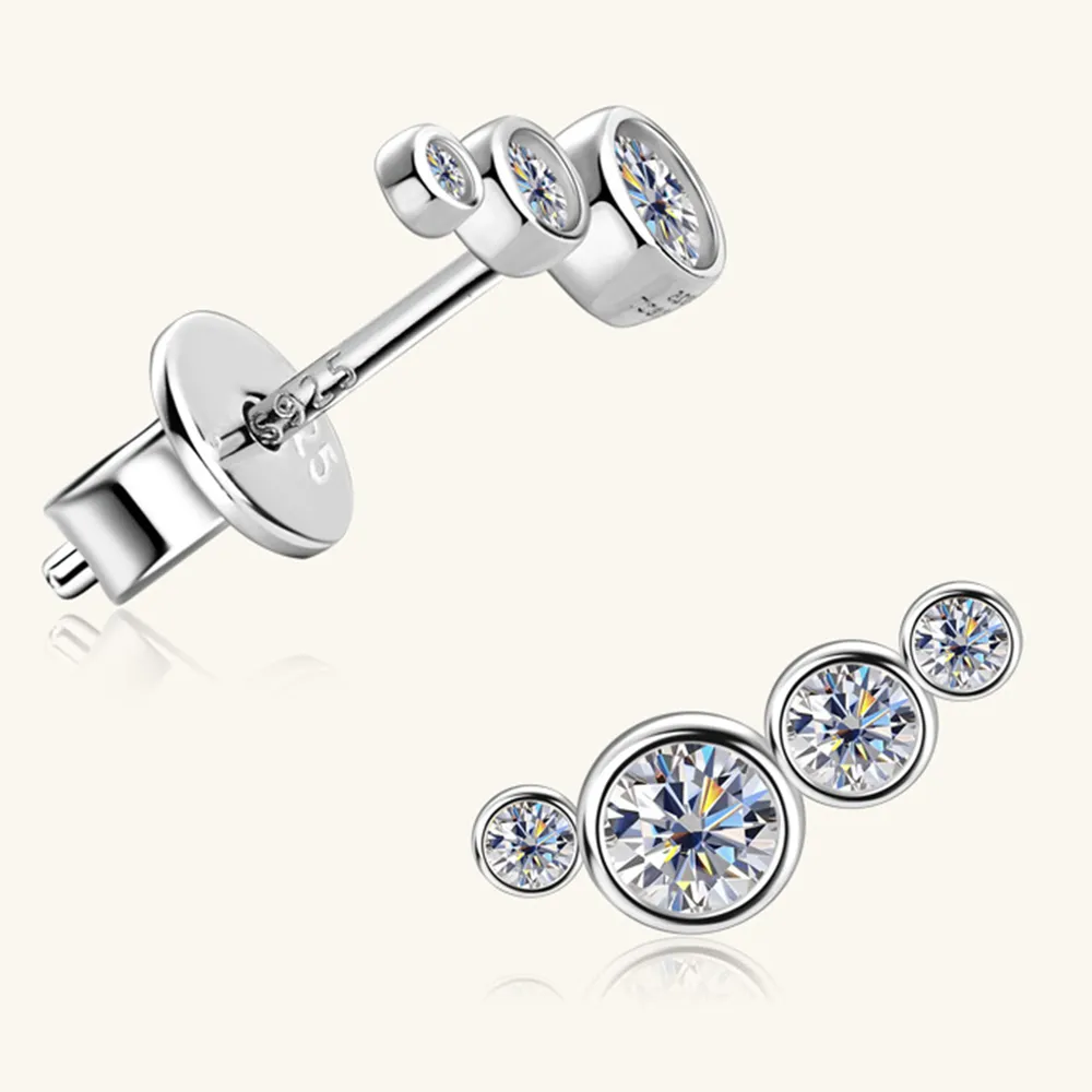 Moissanite 925 Sterling Silver Stud Earrings, image 2
