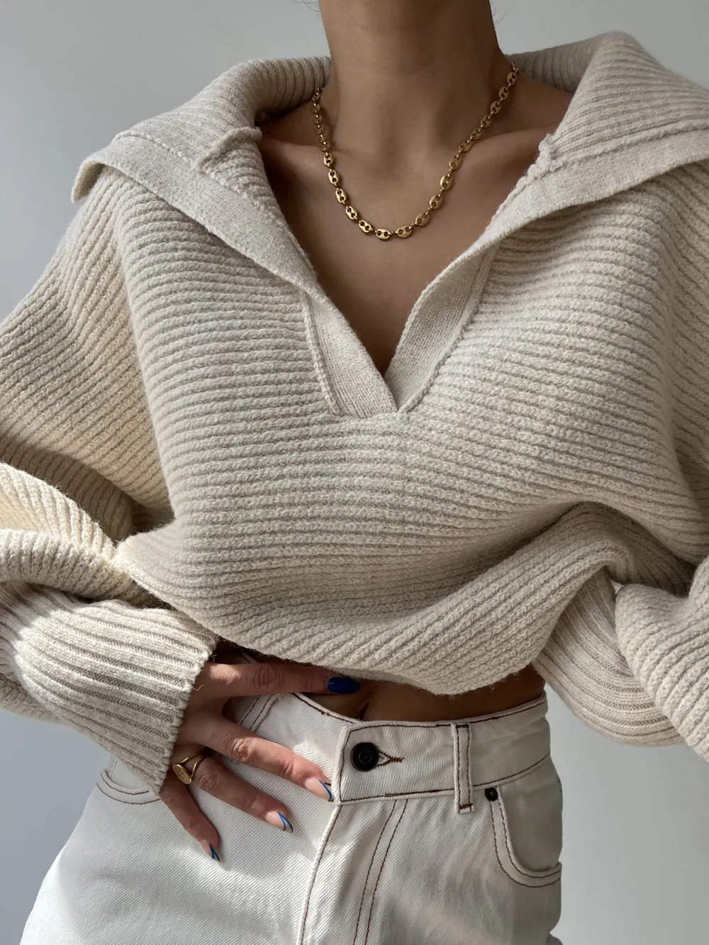 Johnny Collar Long Sleeve Sweater, image 6