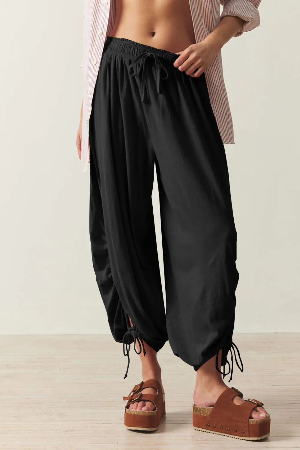 Drawstring Ruched Pants, image 3