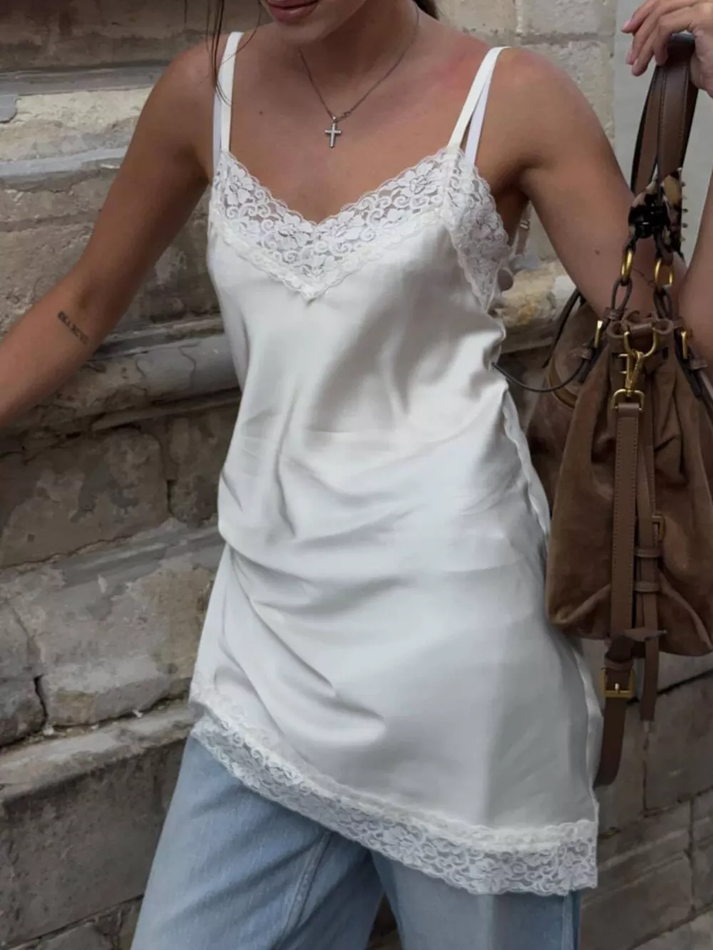Lace Detail V-Neck Cami, image 3