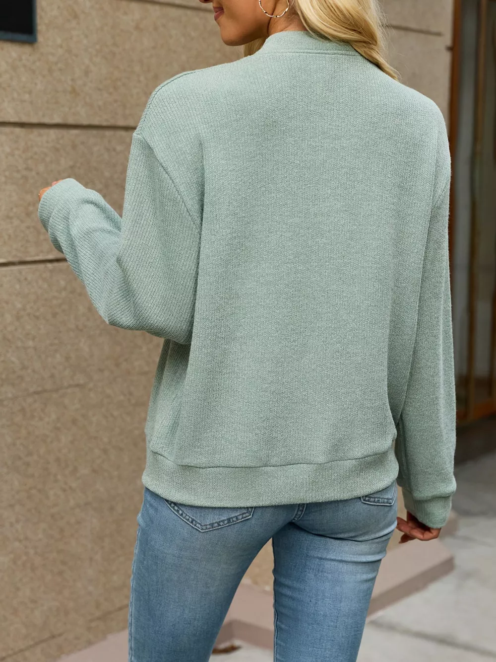 Zip-Up Dropped Shoulder Top, image 4