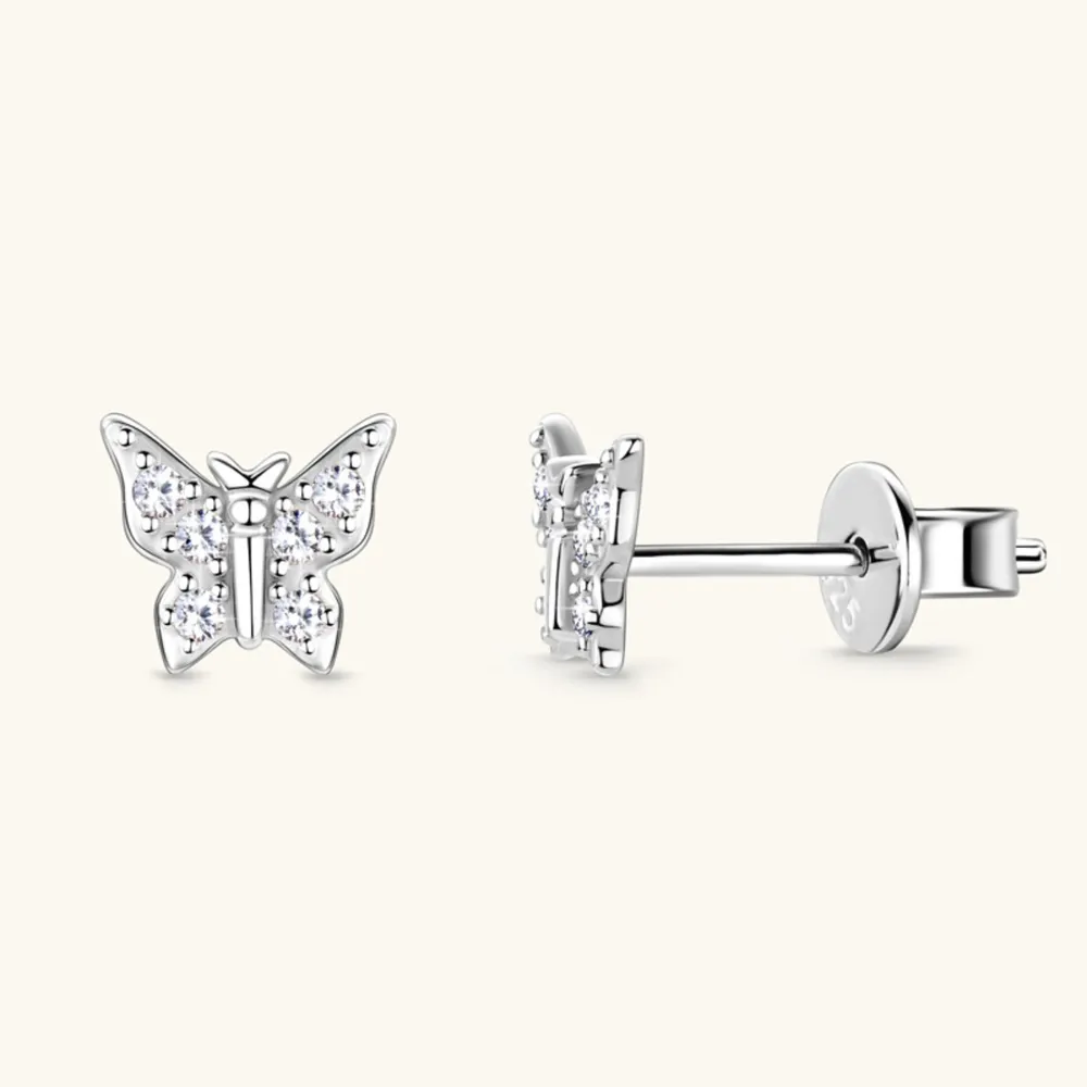 Moissanite 925 Sterling Silver Butterfly Stud Earrings, image 4