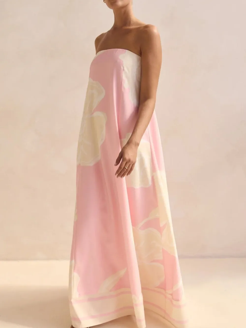 Smocked Printed Tube Maxi Dress, image 7