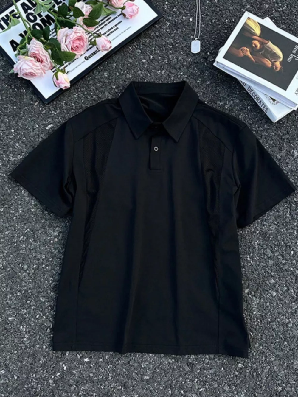 Men's Plus Size Button Detail Short Sleeve Polo, image 4