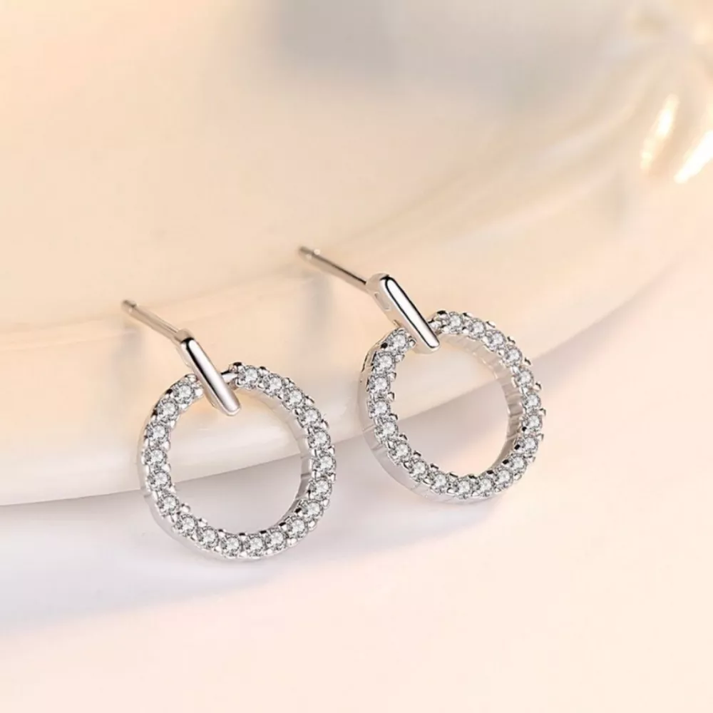 925 Sterling Silver Circle Stud Earrings