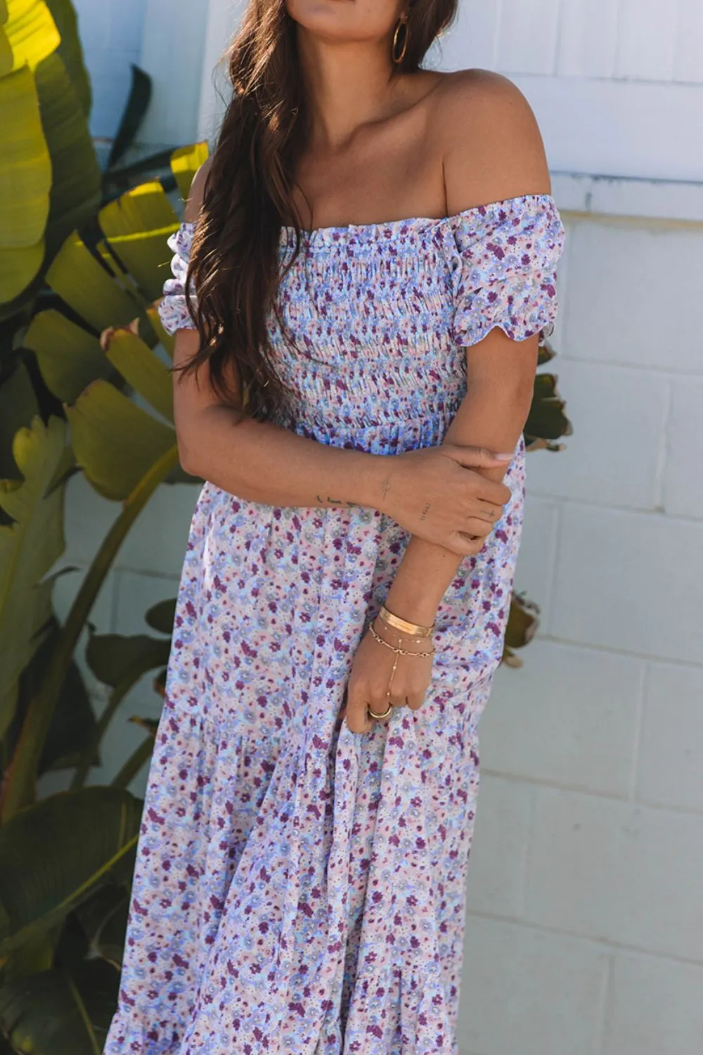 Tiered Floral Shirred High Waist Maxi Dress, image 3
