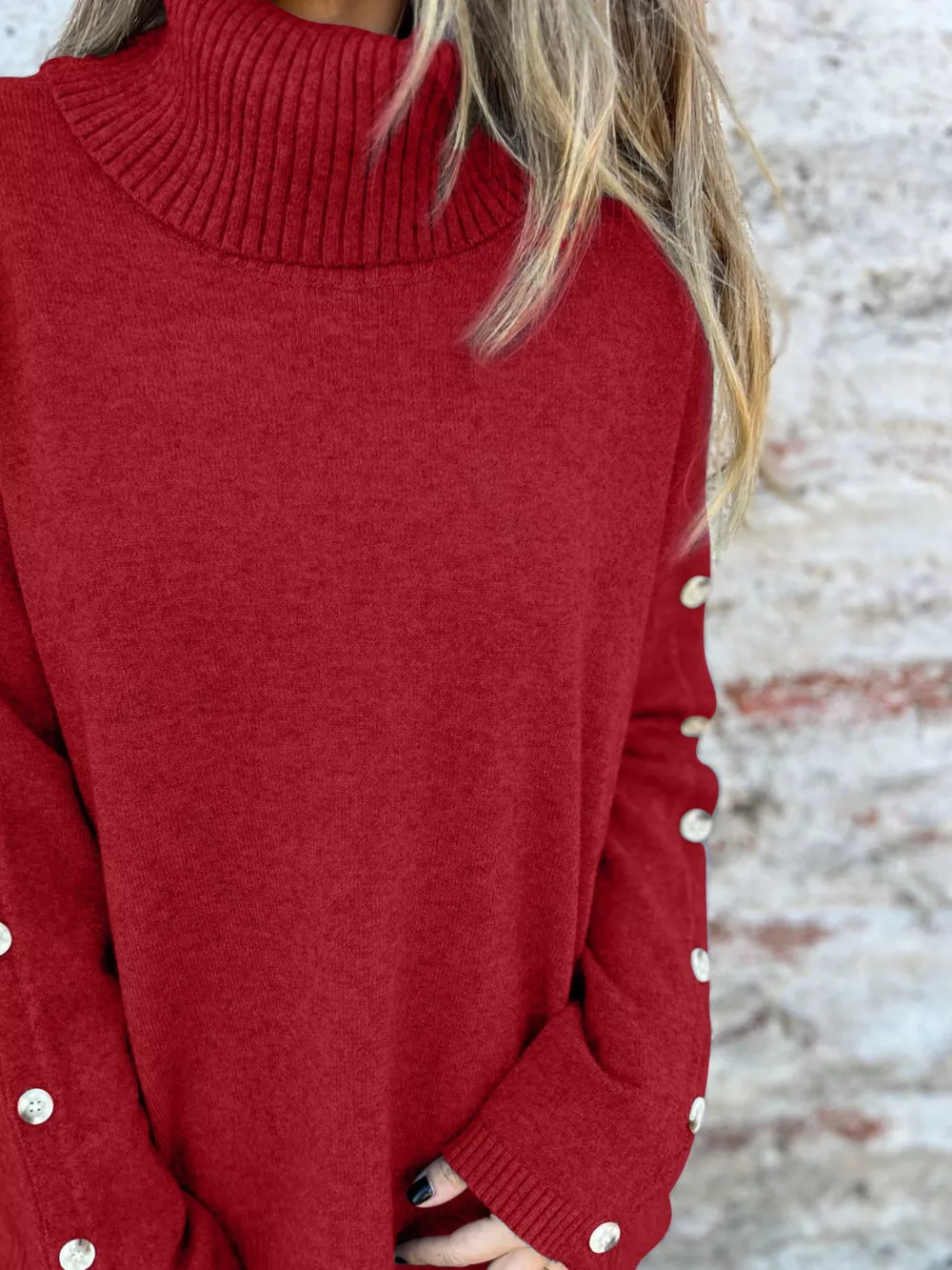 Full Size Turtleneck Long Sleeve Sweater Plus Size, image 12