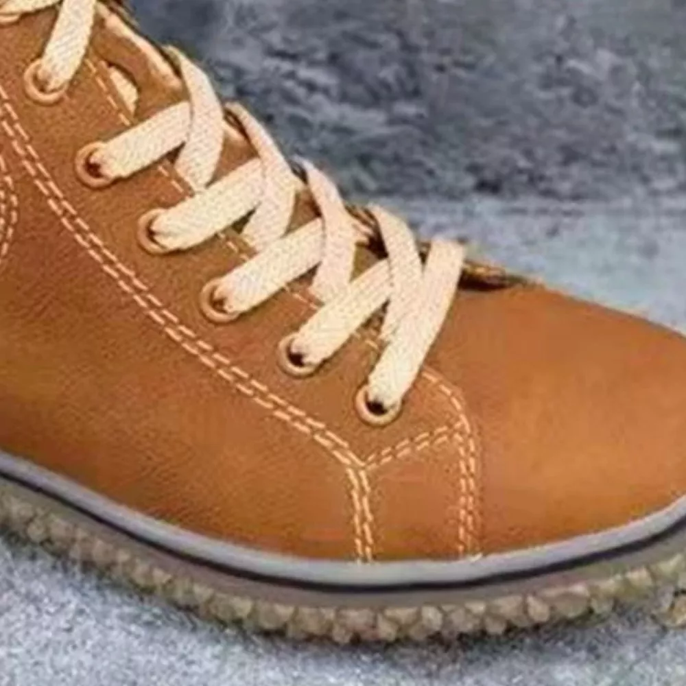 Faux Suede Lace-Up Ankle Boots with Warm Fleece Lining, image 8