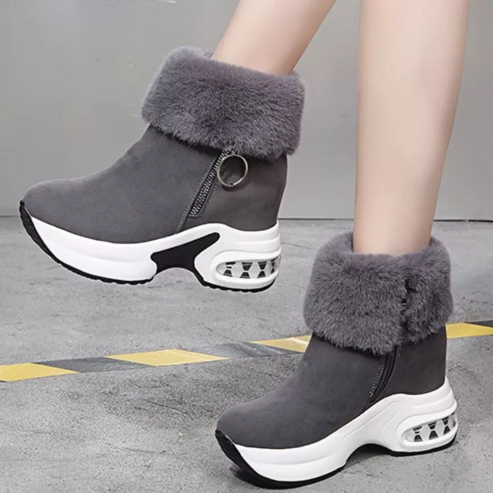 Fuzzy Side Zipper Platform Ankle Boots, image 5