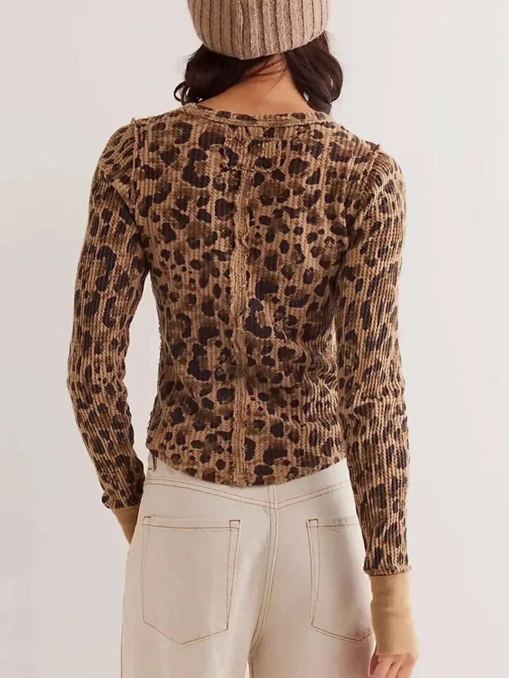 Floral Print Waffle Knit Top, image 5