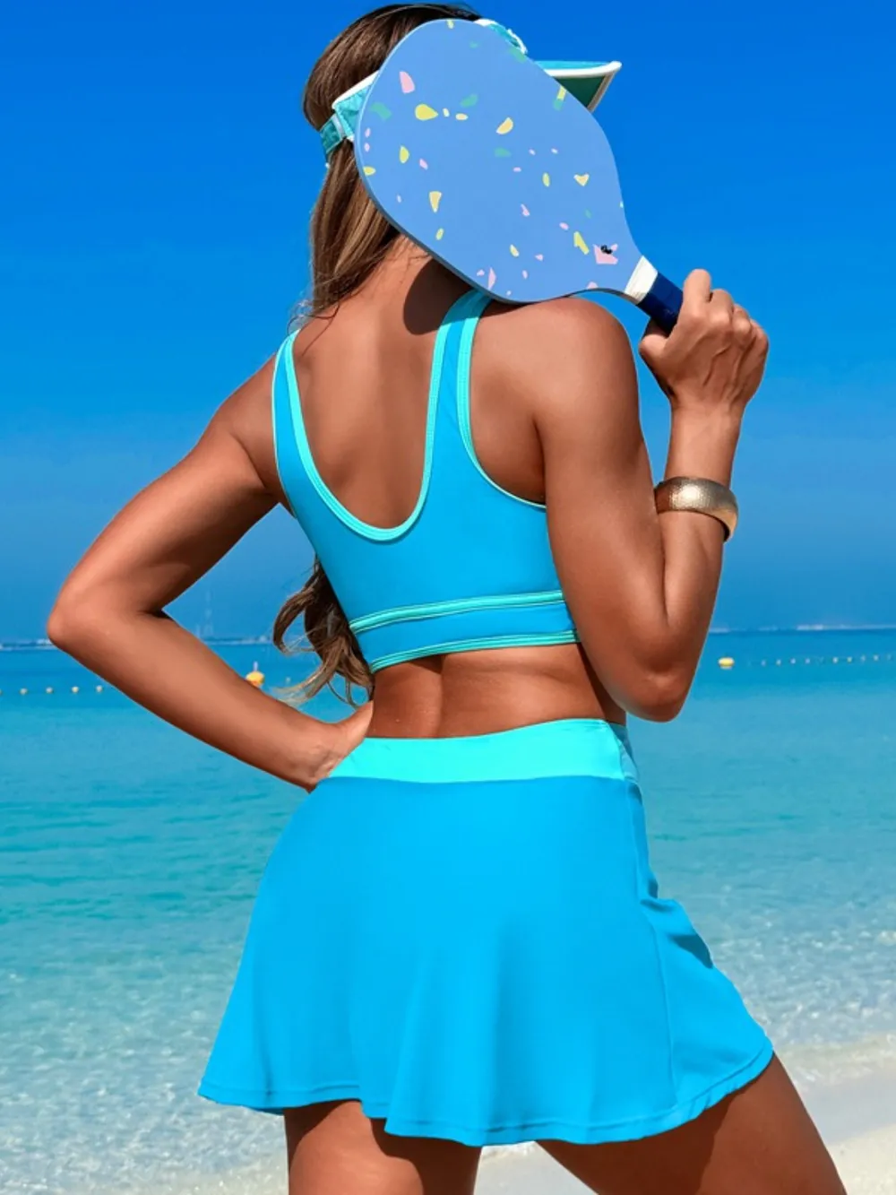 Scoop Neck Top and Skort Swim Set, image 7