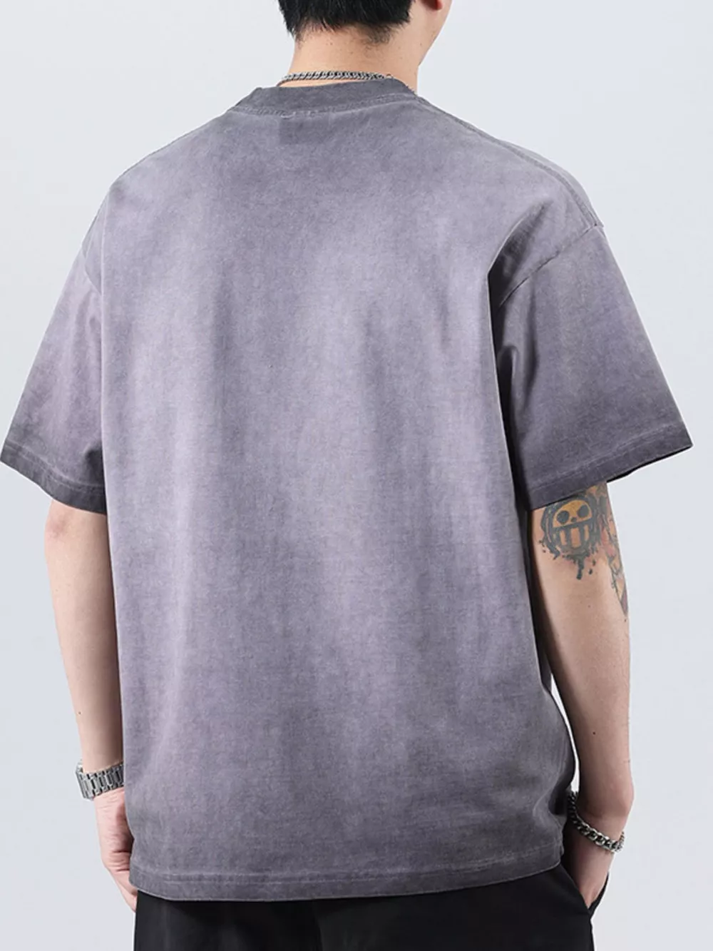 Men's Plus Size Round Neck Washed Oversized Graphic T-Shirt, image 3